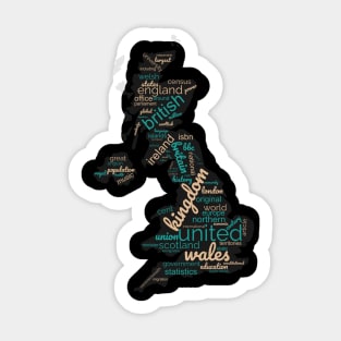 Maps of United Kindom in words Sticker